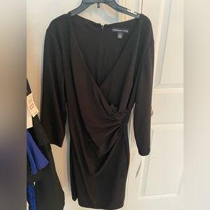 Black faux wrap American living black dress with tiny sparkles